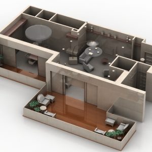 دانلوذ مدل سه بعدی آماده فضای داخلی منزل مسکونی